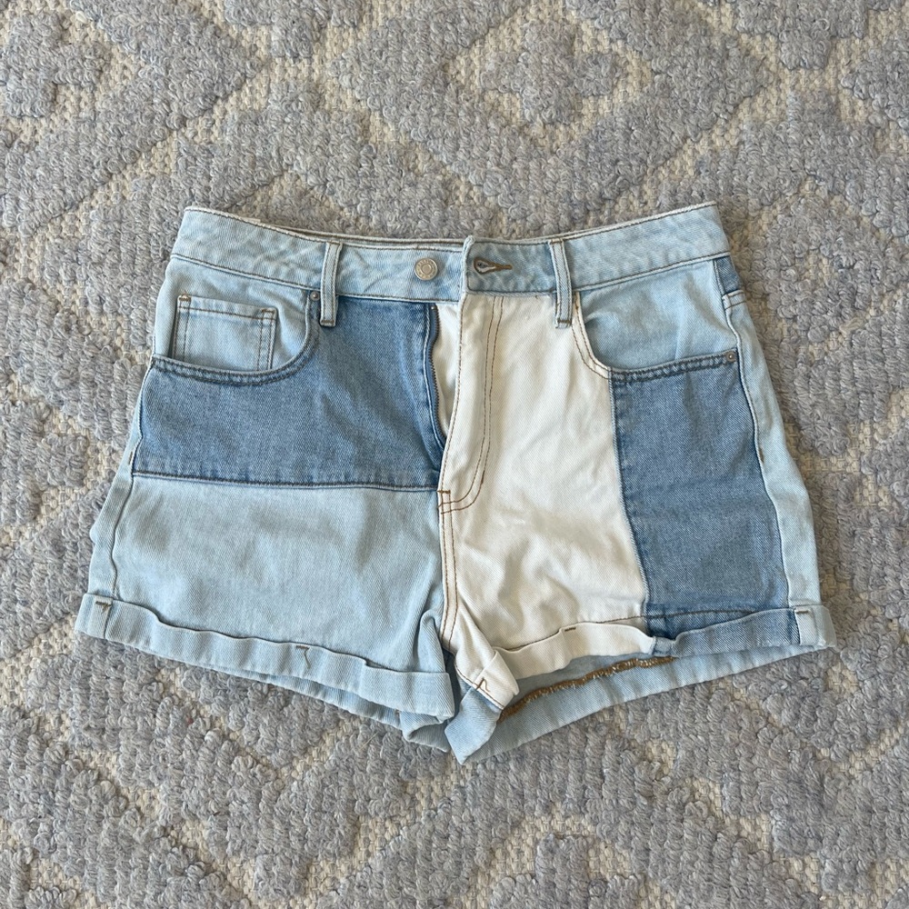 Pacsun denim color block shorts